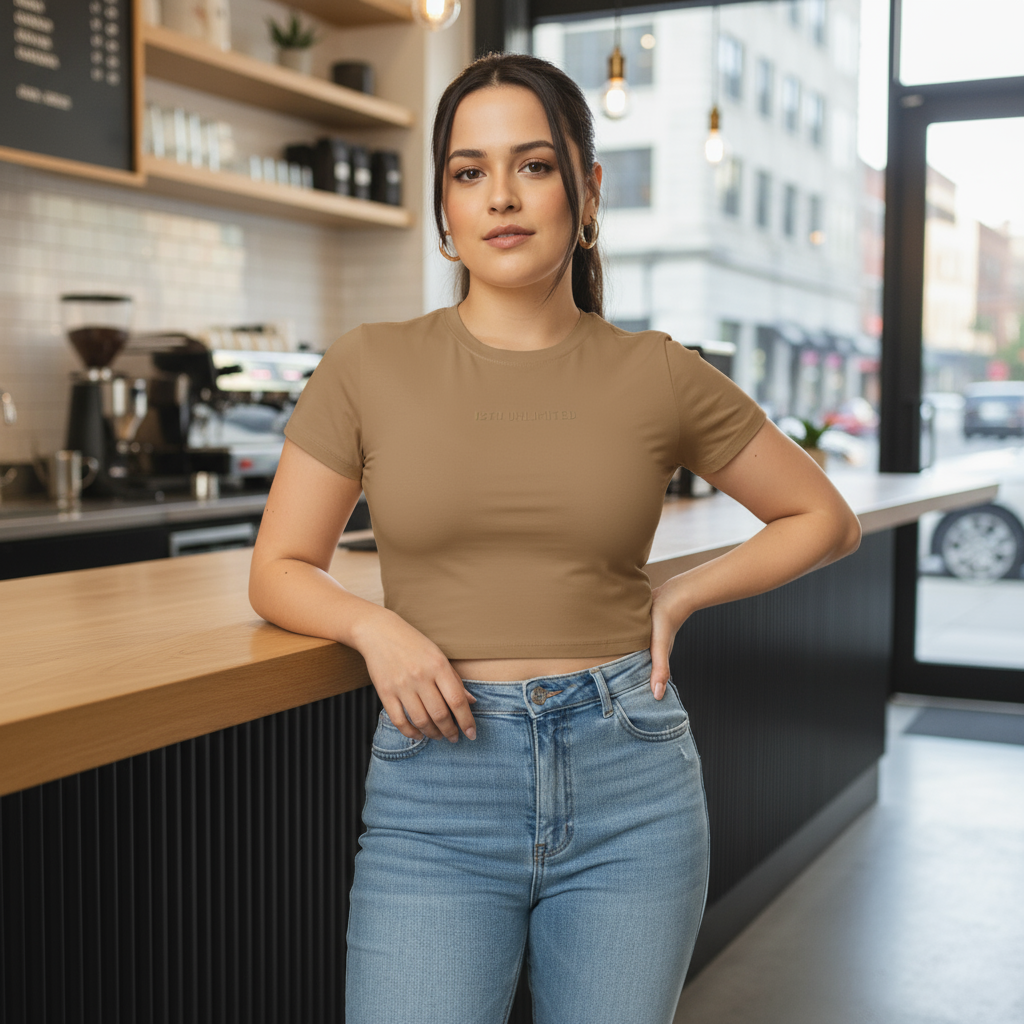 Crop top café en cafetería