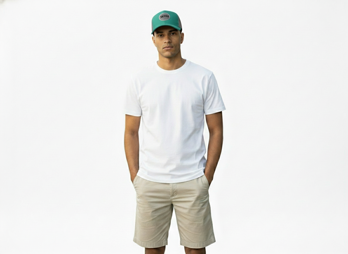 Modelo con gorra verde 12TH fondo blanco para web