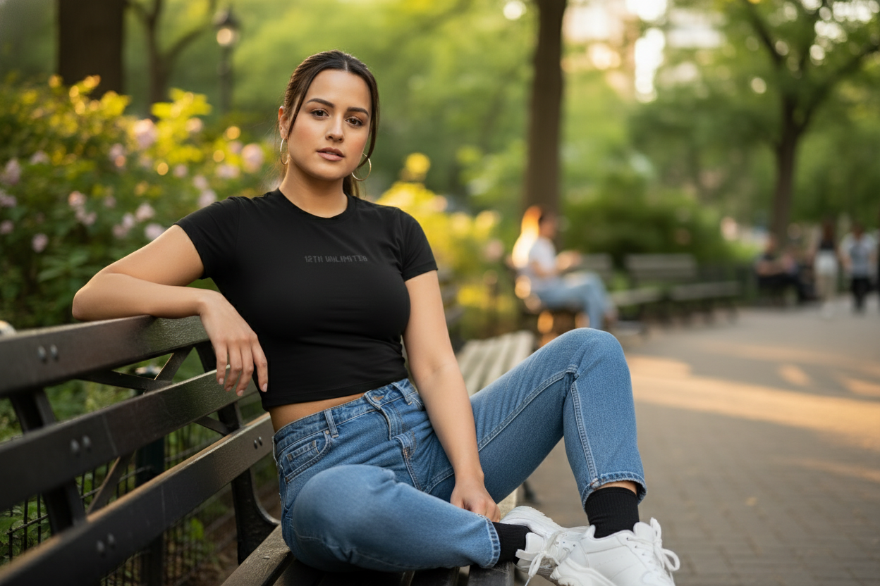 Polera en parque durante golden hour